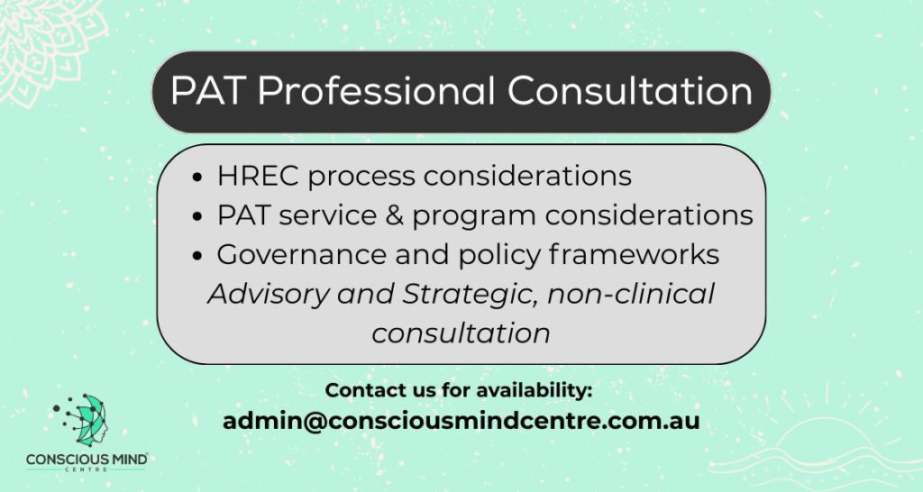 Infographic outlining professional consultation for clinicians about psychedelic-assisted therapy